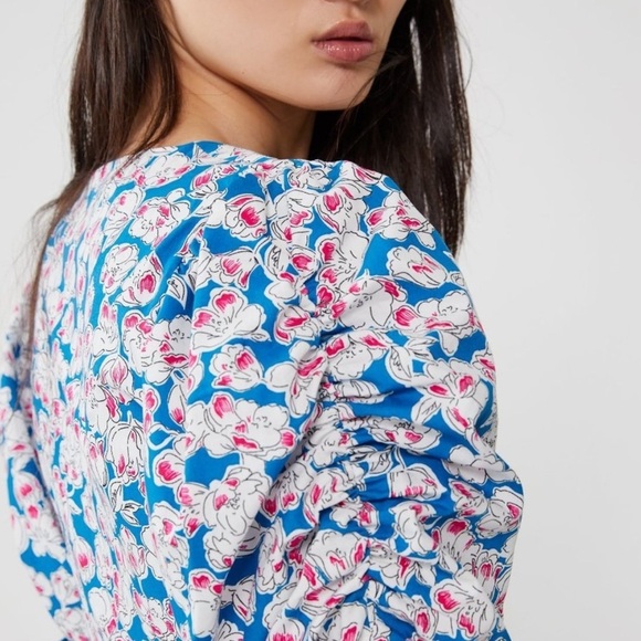 NWT ZARA Floral Print Poplin Cotton Tie Mini Dress S - Picture 6 of 15